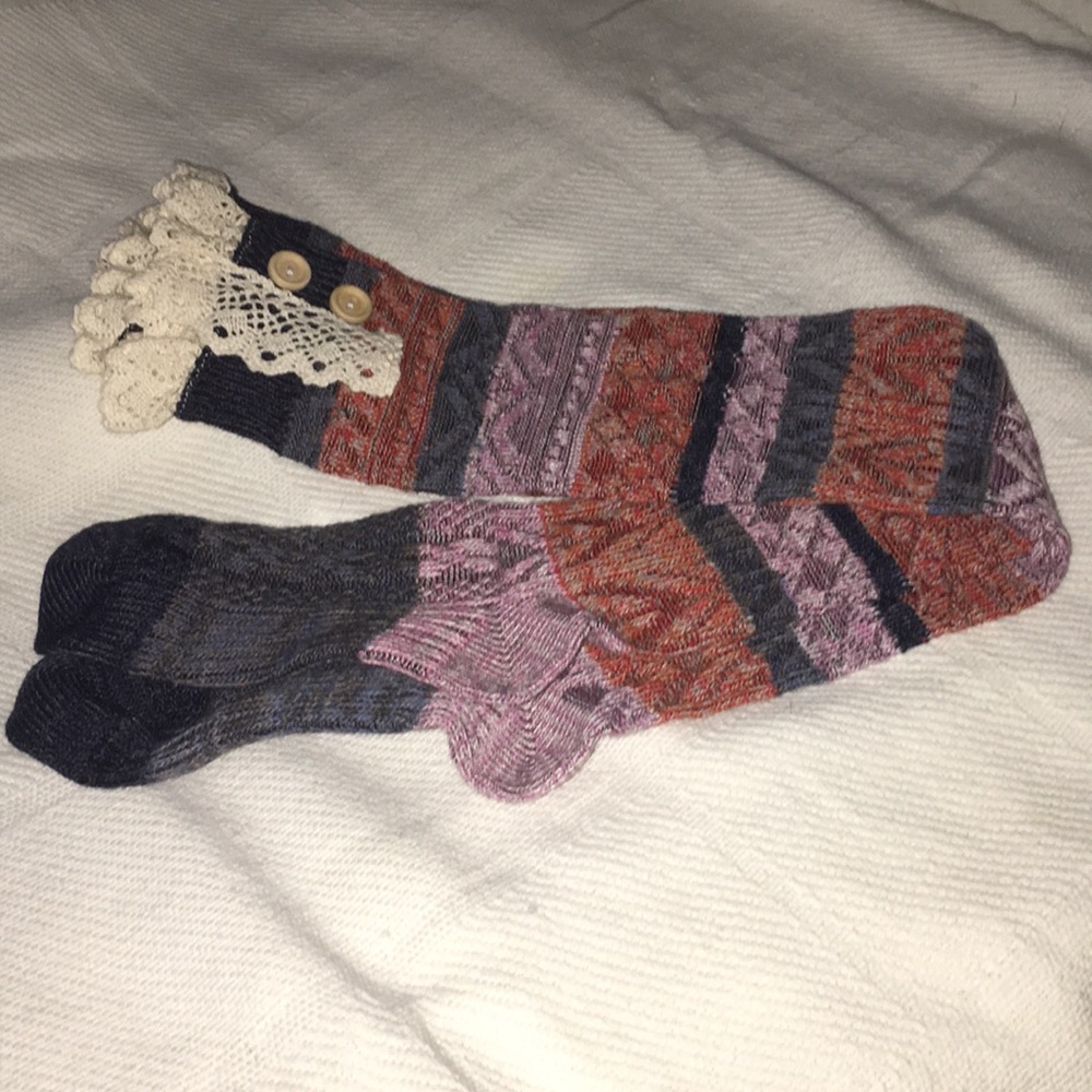 NWOT Tall Multi-Colored boot socks with lace
